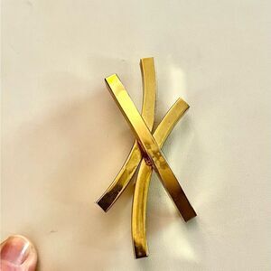 Vintage Gold Tone Crossed Bar Brooch